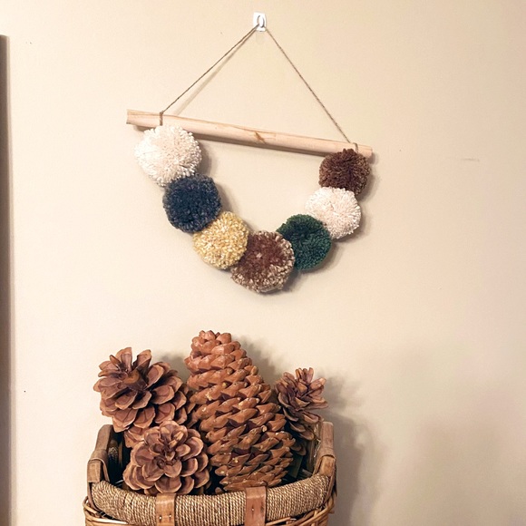 Hand Crafted Other - Pom Pom Wall Hanging Decor Earth Tones